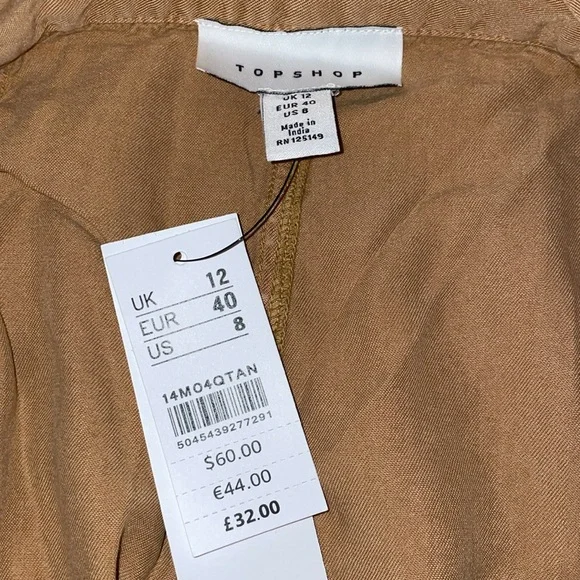 NWT Topshop Tan High Waist Shorts with Rope Belt. Size 8. - Picture 3 of 4